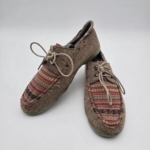 Roper Shoes Womens 9 Pink Brown Lacee Driving Loafer Lace Up Moccasin Slip Ons